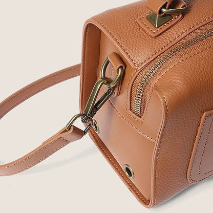 Vintage Textured Leather Satchel Crossbody Bag