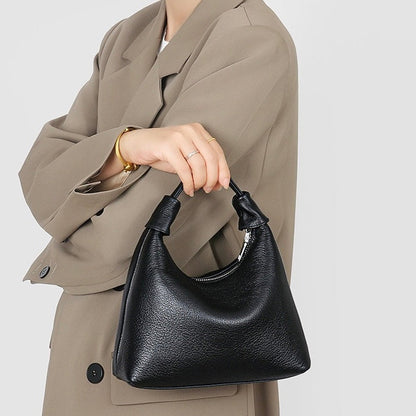 Minimalist Textured Leather Crescent Hobo Bag