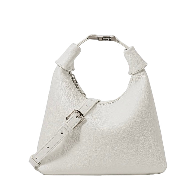 Minimalist Textured Leather Crescent Hobo Bag