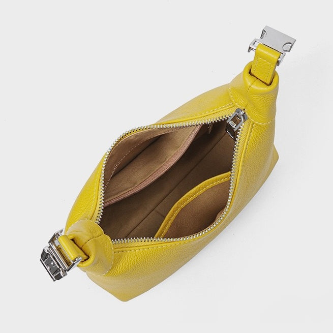 Minimalist Textured Leather Crescent Hobo Bag