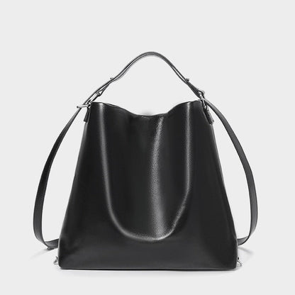 Versatile Carry Sleek Leather Chain-Strap Bucket Bag