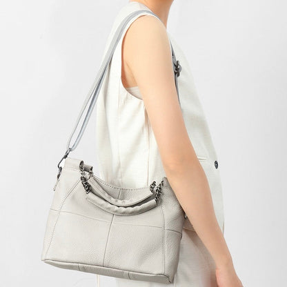 Luxury Chain Genuine Leather Handheld & Single-Shoulder Tote