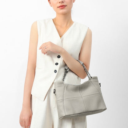 Luxury Chain Genuine Leather Handheld & Single-Shoulder Tote
