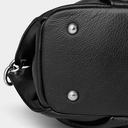 Women's Ruched Genuine Leather Large Tote Hobo Bag