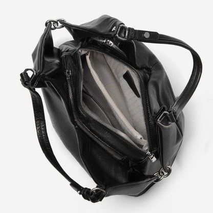 Women's Ruched Genuine Leather Large Tote Hobo Bag