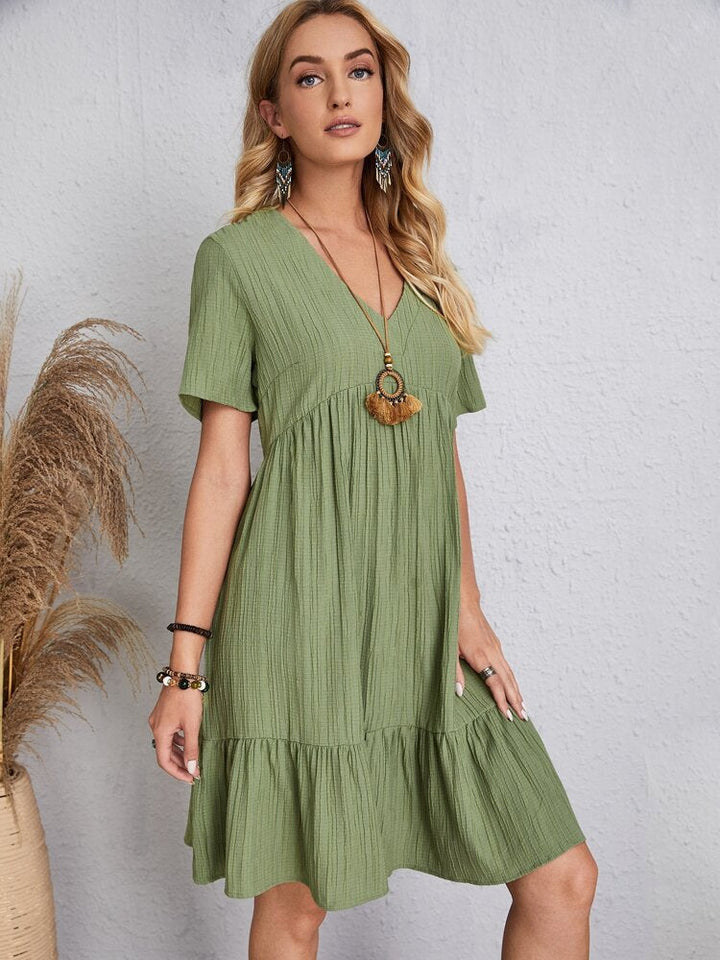 Vintage V-neck Dress for Women