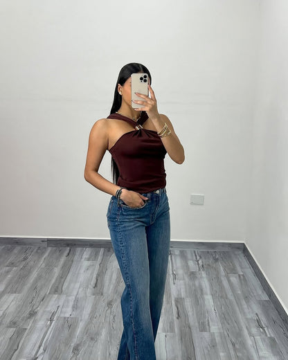 ARIA | Mocha Halter Top