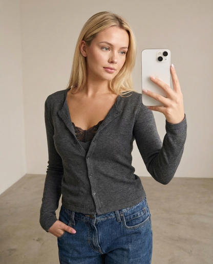 ARIA | Lace-Trim Layered Cardigan