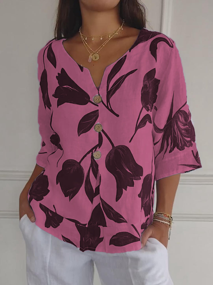 Heart Neckline Printed Tunic