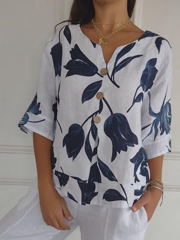 Heart Neckline Printed Tunic