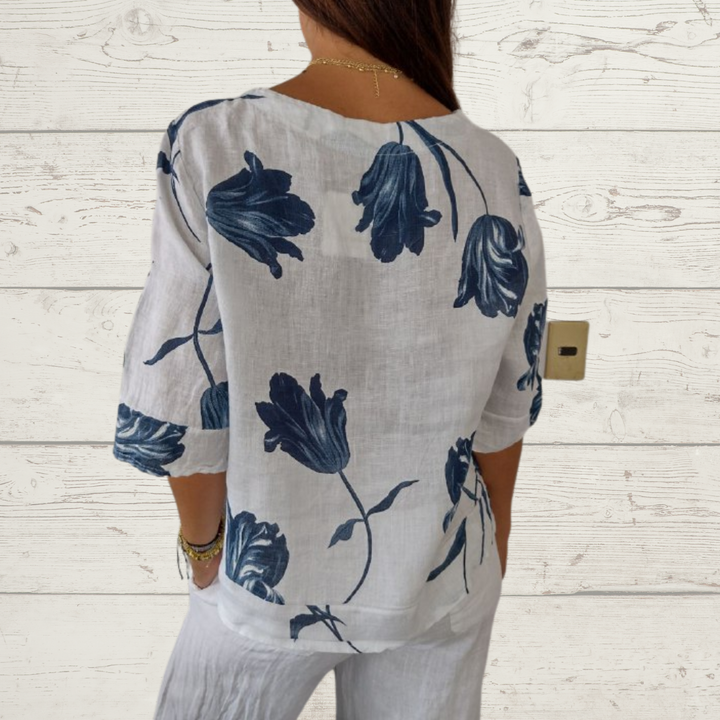 Heart Neckline Printed Tunic