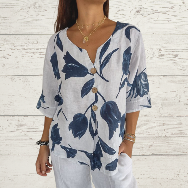 Heart Neckline Printed Tunic