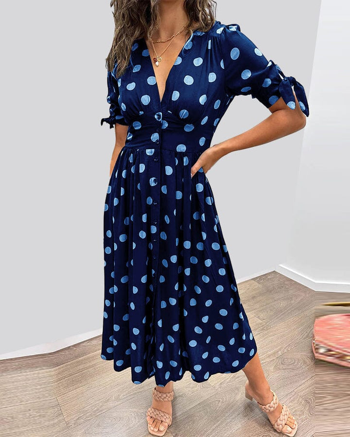 🔥💧 Polka Dot Dresses with Deep V-Neck 💃